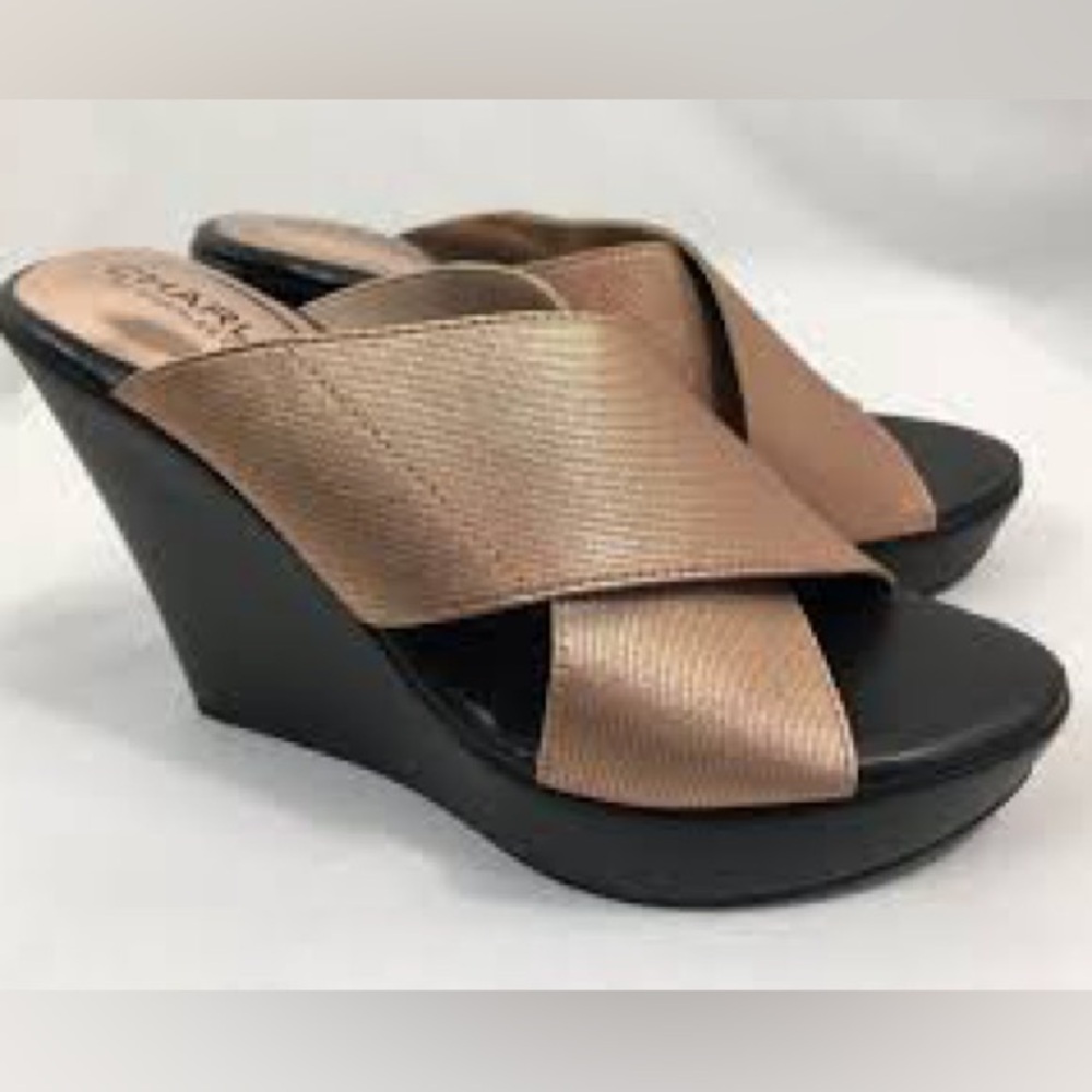 Charles by Charles David Copper Metallic Wedge Sandals, Women's Size 7.5